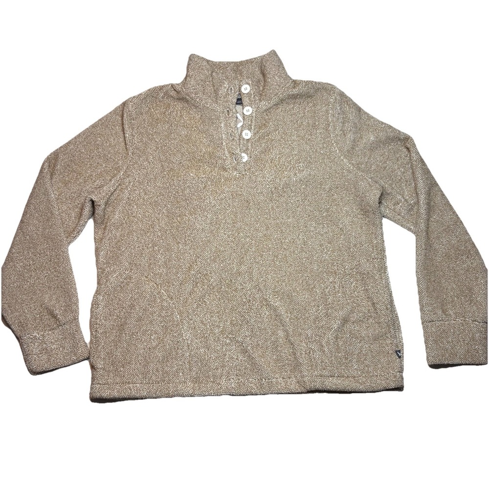 Eddie Bauer Womens Pullover Sweater Large Beige Button Neck NWT Cozy